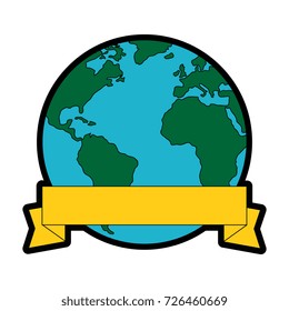 world planet with ribbon