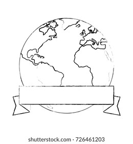 world planet with ribbon