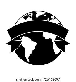 world planet with ribbon