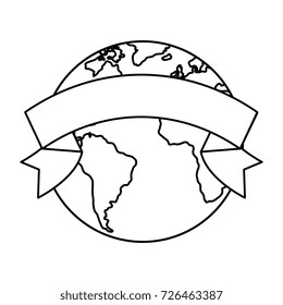world planet with ribbon