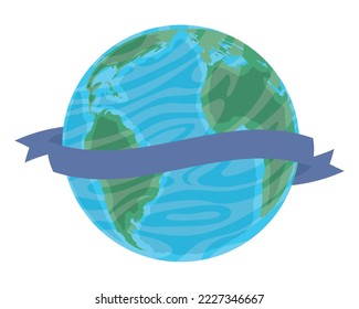 planeta mundial con marco de cinta