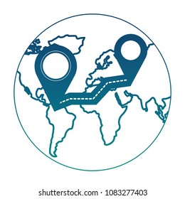 world planet with road and pin location