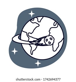 world planet in space with meteorite vector illustration design