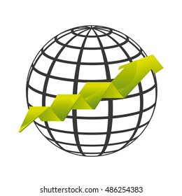 world planet with statistical graphic vector illustration design