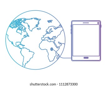 world planet with tablet device