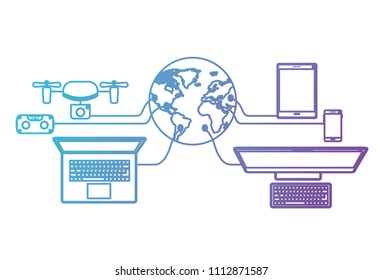 world planet with technology devices