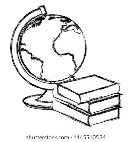 world planet with text books