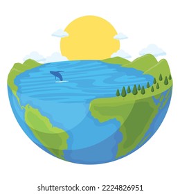 planeta mundial con icono de la ballena