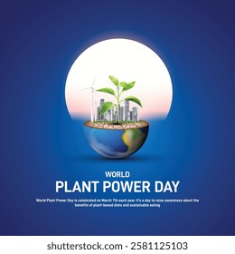 world plant power day. world plant power day creative banner, poster, social media post, background, postcard, template, web banner, cover, greetings card, backdrop, festoon, flyer design etc.