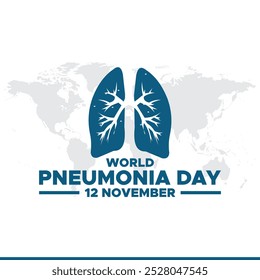 Dia Mundial da Pneumonia, 12 de novembro, cartão de saudação, ilustração de stock, gráfico vetorial Dia Mundial da Pneumonia, modelo editável do Dia Mundial da Pneumonia. 