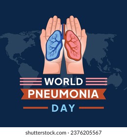 World Pneumonia Day background. Vector illustration of hands with lungs on the theme of World Pneumonia Day