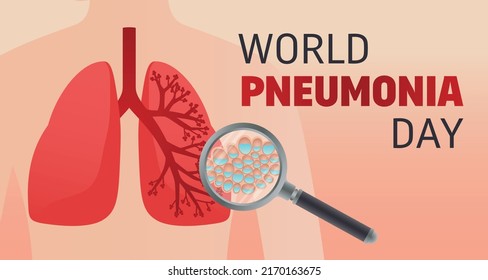 World pneumonia day composition with editable text and silhouette of human body with lungs anatomical shape vector illustration