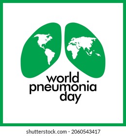 World Pneumonia Day Logo with Lungs and World Map Vector illustration Background and Card. World Pneumonia Day Vector Icon representing World in Lungs with Typography. Global Lungs Care Day Vector.