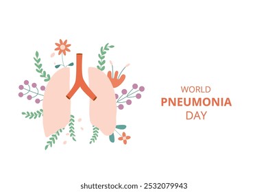 World Pneumonia Day lungs awareness vector flat illustration