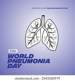 World Pneumonia Day. World Pneumonia Month. World Pneumonia Day 2024, Creative banner, poster, social media post, background, template, postcard vector