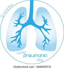World Pneumonia Day - November 12.  Vector illustration of lungs within a circle on isolated background.