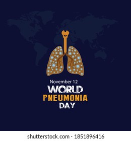 world pneumonia day. November 12, with coronaviruses attacking lungs. conceptual illustration vector.