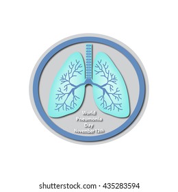 World Pneumonia Day - November 12. Lungs. Baner. Infographics. Vector illustration on isolated background.