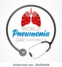 World Pneumonia day is observed every year on November 12, it is an infection that inflames the air sacs in one or both lungs. Vector illustration