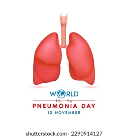 World Pneumonia Day, Tuberculosis. Human lung anatomy organ on white background. Poster or banner for website. Medical concept. 3D Vector EPS10.