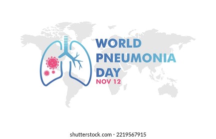 World Pneumonia Day Vector Logo with World Map Background