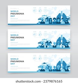 World pneumonia day web banner or header templates for raising awareness of bacterial,viral and fungal pneumonia, prevention methods and treatments