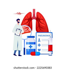 World Pneumonia illustration Background design with doctor research