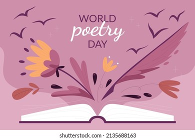 World Poetry Day 21 March, Vector Graphic Of World Poetry Day Good For World Poetry Day Celebration. Flat Design. Flyer Design.flat Illustration