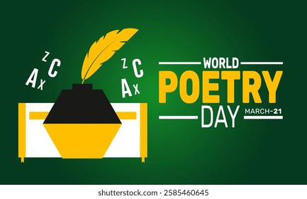 World Poetry Day Celebrated in March. This holiday-themed design is perfect for backgrounds, banners, greeting cards, posters with text inscription, Classic social media posts. Vector illustration.