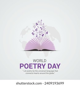 World poetry day creative ads design. March 21 World poetry day social media poster vector 3D illustration. 