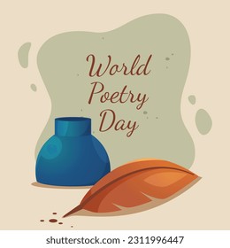 world poetry day design template for celebration. poetry day with pen design. monoline hand design.