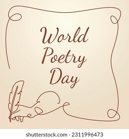 world poetry day design template for celebration. poetry day with pen design. monoline hand design.