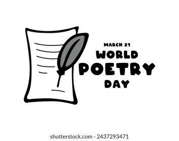 World Poetry Day design vector on white background. Flat design vector. Poster, banner, card, background. Eps 10.