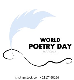 World poetry day ink calligraphy, vector art illustration.