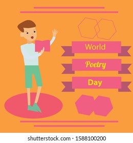World Poetry Day logo icon design, vector illustration.
