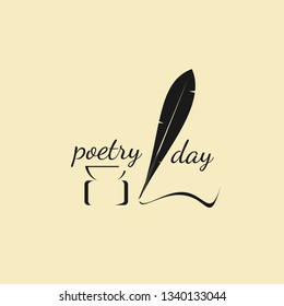 World Poetry Day, Logo Vector Illustration Fountain Pen.