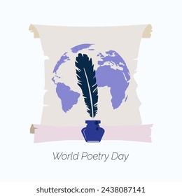 Diseño minimalista del Día Mundial de la Poesía para la celebración del Día Mundial de la Poesía. Diseño plano. Diseño de volante. Vector plano, ilustración.