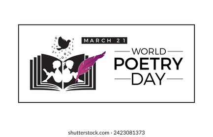 World Poetry Day Observed every year of March 21st, Vector banner, flyer, poster and social medial template design.