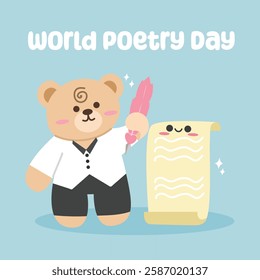 World Poetry Day vector design for celebration. Suitable for background, template, social media, poster, flyer design, flat illustration, banner, etc 
