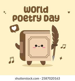 World Poetry Day vector design for celebration. Suitable for background, template, social media, poster, flyer design, flat illustration, banner, etc 
