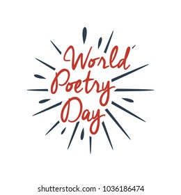 world poetry day. vector illustration. minimalist. logo. sticker. greeting card