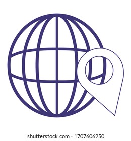 world pointer location service delivery isolated icon design vector illustration line style