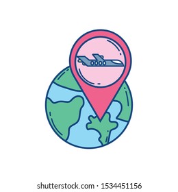 world pointer travel aviation transport airport vector illustration