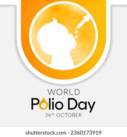 World Polio day is an annual observance held on October 24 to raise awareness about the global efforts to eradicate Polio, Vector illustration