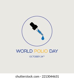 Vector atractivo del Día Mundial de la Polio con cuentagotas. 24 de octubre de 2022. Vector único.