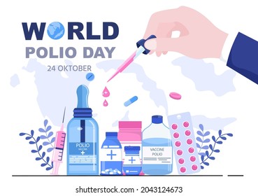 Hintergrund des Weltpoliotags, der am 24. Oktober 2010 in der Medizin gegen lebensbedrohliche Krankheiten aufgrund des Poliovirus gefeiert wird. Vektorgrafik