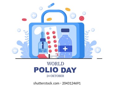 World Polio Day Background Which is Celebrated on October 24 Medicine to Life-Threatening Disease Caused by the Poliovirus. Vector Illustration