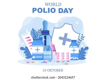 World Polio Day Background Which is Celebrated on October 24 Medicine to Life-Threatening Disease Caused by the Poliovirus. Vector Illustration