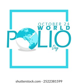 World Polio Day celebrates on October 24th. A globe with an illustration of a child being given drops of polio medicine on a white background. Health event banner.