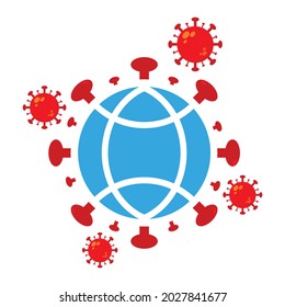 world polio day illustration. virus with globe illustration design